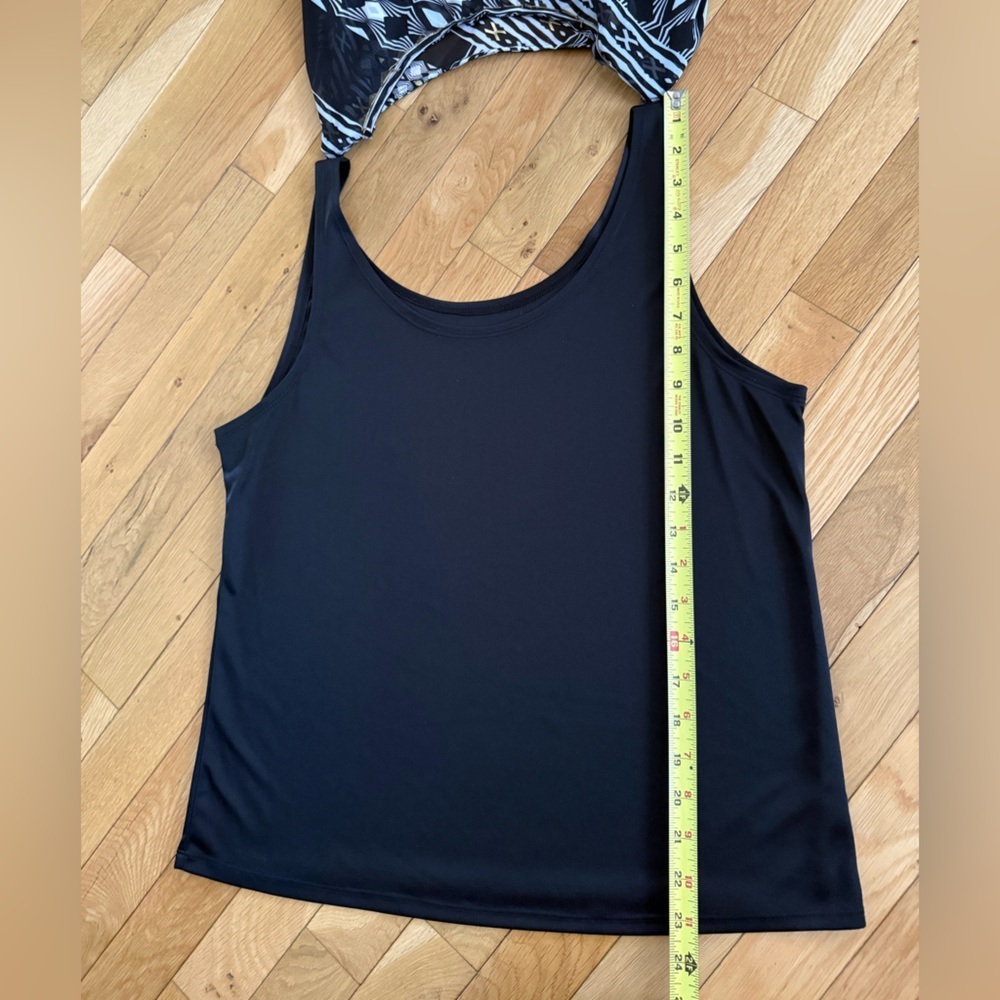 Black/White/Gold Tank Top with Sheer Poncho Overlay Boho Festival Dressy Women’s - Picture 4 of 5